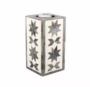 Bougeoir votif de luxe écologique avec incrustation d'os en métal plaqué or pour mariage, anniversaire, noël - Product Image 4