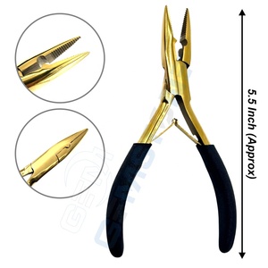 Professional Durable Reusable Gold Stainless Steel Hair Extension Micro Bead <b>Tool</b> Kit Closer Opener Pliers <b>Thread</b> Needles Clips - Product Image 3