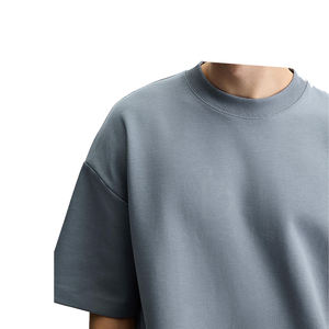 Camisetas de punto 100% GSM de gran tamaño de algodón 300 de calidad premium para hombre estilo único con costilla inferior personalizable suministro al por mayor - Product Image 3