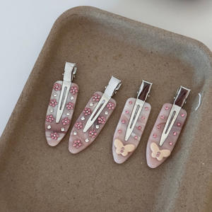 Pinza de Pelo Acrílica Dulce y Linda con Diamantes de Imitación, Pinza de Presión Rosa para Niñas - Product Image 3