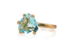 925 Sterling Silver Femmes Fine Jewelry Anneaux Populaire Simple Conception Bleu Topaze À Facettes Triangle Gemstone Griffe Mariages Fêtes - Product Image 6