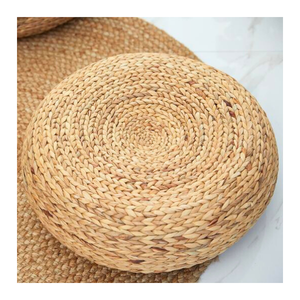 TOP MOBILIARIO PRODUCTOS 2024 AGUA JACINTO MIMBRE SUELO PUFFE NATURAL REDONDO OTOMAN Y COJÍN PARA SALA DE ESTAR - Product Image 1