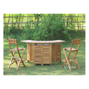 Table de bar de jardin en teck naturel pliable pour la maison et les fêtes en plein air - Product Image 6