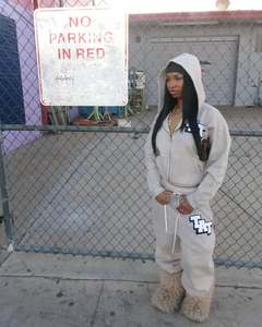 ชุดสเวตเตอร์มีฮู้ดสำหรับผู้ชายเสื้อสวมหัวพิมพ์ลายกราฟิกแบบสวมหัวพิมพ์พัฟโลโก้โอเวอร์ไซส์ว่างเปล่าทรงหลวมเข้ารูปแนวสตรีท - Product Image 1