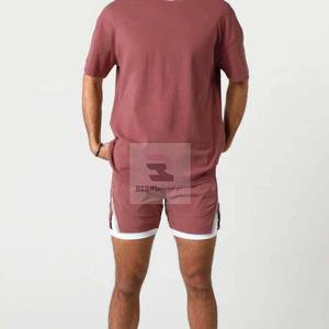 Short de fitness double couche personnalisé en polyester écologique, dentelle, couleur unie, décontracté, teint en plaine, taille élastique, service OEM - Product Image 4