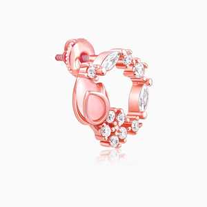 ต่างหูรูปหยดน้ำสีโรสโกลด์14K ทรงดวงจันทร์ทันสมัยพร้อมเพชรตัดลูกแพร์และโมราสำหรับงานหมั้นหรืองานแต่งงาน - Product Image 4