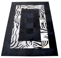 Meistverkaufter Bhadohi Geometrischer Kuhfell-Teppich Weicher Bestickter Kuhfell-Teppich Rutschfest Haustierfreundlich Flachflorig Modern für Wohnzimmer