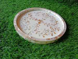 Plateaux de service exquis en bois pour desserts et bonbons avec nacre incrustée Cadeaux personnalisés pour les célébrations du Ramadan et de l'Aïd - Product Image 5