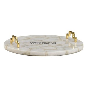 Última nueva colección 2024 Trending Design Food Server Ware Tray Hecho a mano Aluminio Oro Pulido Mango para accesorio de cocina - Product Image 6