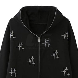 Sweat à capuche bling personnalisé en vrac avec logos de lettres en strass Vente en gros Sweat à capuche en cristal personnalisé Fabriqué au Pakistan - Product Image 2
