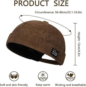 Nuevo sombrero de marinero de pana personalizado para hombre, estilo retro Docker con borde enrollado, gorra de béisbol sin visera. - Product Image 2
