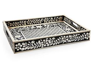 Plateau de service rectangulaire au design floral en bois et résine pour la maison, hôtel et restaurant, prix en gros, ustensiles de cuisine en bois sans danger pour les aliments - Product Image 4