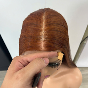 LINU Ginger Honey Virgin Vietnamese Lace Front <b>Wig</b> Double Drawn 250% Density HD Transparent for Lace Base <b>Long</b> Length 300gr - Product Image 3
