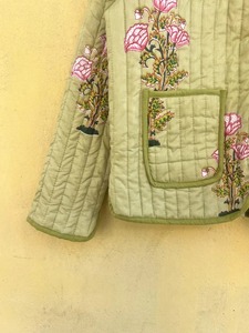 Green Cotton Quilted <b>Women</b> Reversible Fashion Jacket <b>Coat</b> Floral <b>Women</b> Girls Jacket <b>Winter</b> Summer Boho <b>Long</b> Short Jacket - Product Image 4