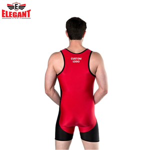 เสื้อมวยปล้ำระบายอากาศสำหรับผู้ชายสีแดงและสีดำ - Product Image 4