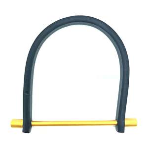 Homvare Unisex U-Shaped Steel Bar and <b>Leather</b> Cuff <b>Bracelet</b> Black/Gold Fashionable Accessory - Product Image 2