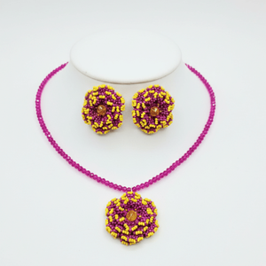 Fuchsia Haldi Bloom <b>Beaded</b> <b>Set</b> Luxury Bohemian Fine Jewelry Gold Plating for Parties Bridal Occasions Stainless Steel Material - Product Image 6