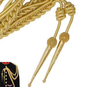 Gold Bullion wire Aiguillette <b>Cord</b> Handmade Shoulder Braid Shoulder Aiguillette shine Gold Wire - Product Image 2