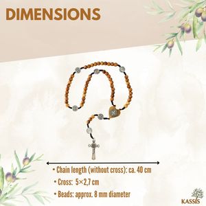 Handmade Saint Benedict Olive Wood <b>Rosary</b> 40 cm Catholic Prayer Beads with Benedict Medal Wholesale from Bethlehem - Product Image 3