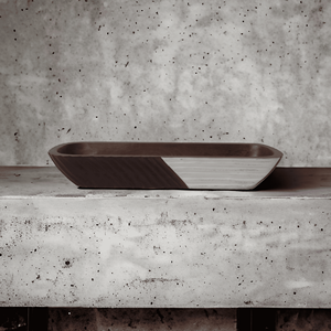 Bol vide sculpté à la main en bois de manguier de style moderne en noyer long et étroit avec bougie de table faisant une lanterne de décoration de la maison blanche - Product Image 2