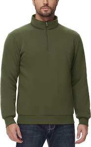 Top Quality Long Sleeve Sweatshirts Thermal Stand Collar <b>Quarter</b> Button Up Pullover Sweatshirt - Product Image 3