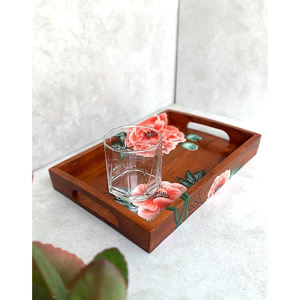 Prix de gros de qualité supérieure, plateau à collation en bois émaillé imprimé pour la décoration de table de la maison et du restaurant - Product Image 4