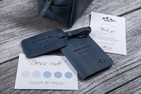 Portefeuille de luxe en cuir pour homme avec porte-passeport et étiquette nominative, ensemble d'étiquettes de bagage en cuir véritable souple LPT-0051