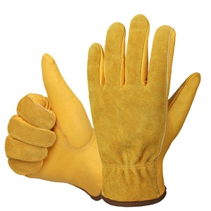 Gants de soudage en cuir de vache jaune de haute qualité 8 oz sans silicone respirants/durables antidérapants protection contre les coupures - Product Image 2