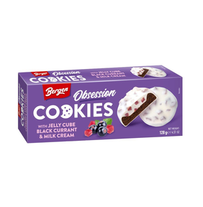 Galletas Bergen Jelly Cube de Grosella Negra y Crema de Leche, 18x128g, Galletas Envasadas Individualmente con Grosella Dulce - Product Image 1