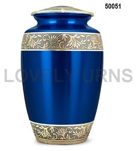 Adult Elegant Handcrafted Cremation <b>Urn</b>-<b>Large</b> Blue Memorial <b>Urn</b> for Funeral and Burial - Product Image 1