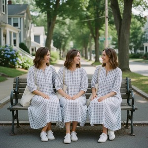 Robe mi-longue bohème en coton à imprimé floral à la main pour filles et femmes, style décontracté, fabricant en gros, cadeau de mariage - Product Image 3