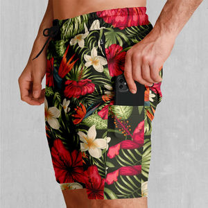 Custom Men's Double <b>Layer</b> Sublimation Shorts Drawstring Closure OEM Service Reasonable Price Custom Printed Nonwoven Weaving - Product Image 3