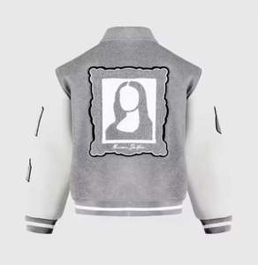 Qualité personnalisée 100% coton Logo personnalisé Veste décontractée surdimensionnée pour hommes Vestes d'université de baseball d'hiver - Product Image 3