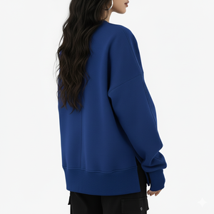 Sudadera de Invierno para Mujer, 100% Algodón, Felpa Transpirable, con Logotipo Personalizado, Hombros Caídos, Color Sólido, Venta OEM - Product Image 3