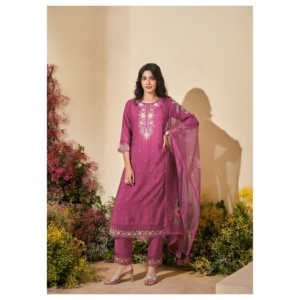 ชุดคุรตะสีชมพูสำหรับผู้หญิง Nayab Anika พร้อมผ้าคลุมไหล่ - Product Image 2