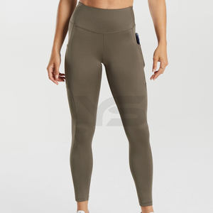 Ropa deportiva de cintura alta para mujer, mallas ajustadas para entrenamiento, diseño liso a la moda, logotipo personalizado, pantalones de gimnasio, mallas de Yoga informales - Product Image 1