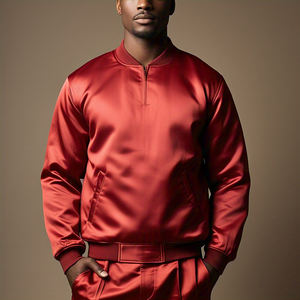 แจ็คเก็ตบอมเบอร์ผ้าซาตินสไตล์ไฮสตรีทสำหรับผู้ชายใส่กลางแจ้งในฤดูหนาว คอปกกลม ติดกระดุม กันน้ำ - Product Image 3