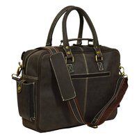 Sac messager élégant en cuir véritable Crazy Horse marron foncé unisexe, sacoche de voyage avec fermeture éclair détachable, grande capacité