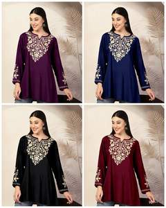 Wholesale Rayon <b>Top</b> with Design Plated and Print Work Short Kurti - Product Image 2