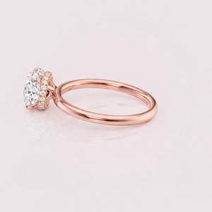 IGI Certified Round Cut Lab Grown Diamond Engagement-Wedding <b>Ring</b> with Hidden Halo in 9K Yellow / Rose & White Gold - Product Image 4