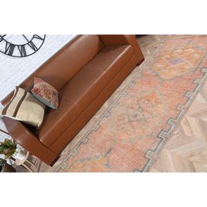 3.1x11.7 ft <b>Rug</b>, Vintage Turkish <b>Runner</b> <b>Rug</b>, Orange Wool <b>Rug</b> - Product Image 3