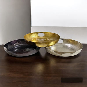 Lot de 3 plateaux de service modernes en aluminium martelé Nouveau design tendance Restaurant Hôtels Assiette à fruits Centre de table Plateau de service - Product Image 3