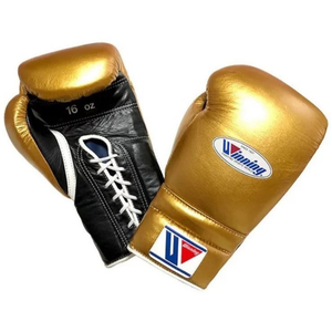 Gants de boxe à lacets Winning, or noir, cuir véritable, gants de combat professionnels pour l'entraînement, le sparring, le travail avec sac lourd, 8oz 10oz 12oz - Product Image 1