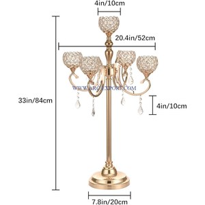 Superior Quality Matte <b>Black</b> Color Large Size Table Top <b>Candelabra</b> 5 Arms Home and Wedding Table Decoration Candlestick Holder - Product Image 6