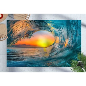 Alfombra de Chenilla Sunset Wave: Alfombra Costera Antideslizante - Product Image 2