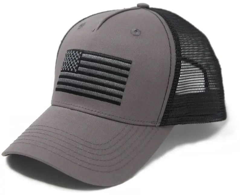 Cappello da Baseball Snapback con bandiera americana nera e grigia con cravatta internazionale cappello personalizzato all'ingrosso