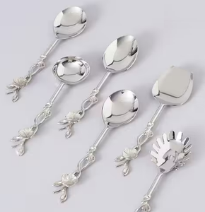 Table Top Dining Gold Plated Salad Server Flatware <b>Soup</b> <b>Spoon</b> Cutlery Dinnerware Decorative Handle Modern Style Kitchen Cutlery - Product Image 1