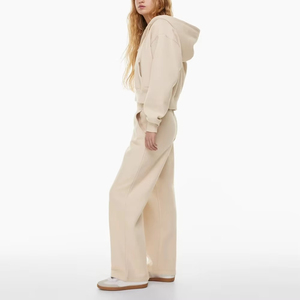 Nouvel ensemble de survêtement décontracté pour femme automne-hiver 2026 : veste à capuche à manches longues avec cordon de serrage et pantalon ample délavé à l'acide - Product Image 3