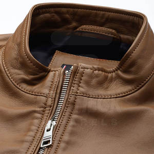 Chaqueta de invierno de cuero para hombre hecha a medida de diseño único cuello alto frontal transpirable a prueba de viento ecológico al por mayor cómodo - Product Image 4