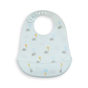 Babero de Silicona Gris con Diseño de Elefantes, Accesorios Modernos para la Cena de Niños - Product Image 1